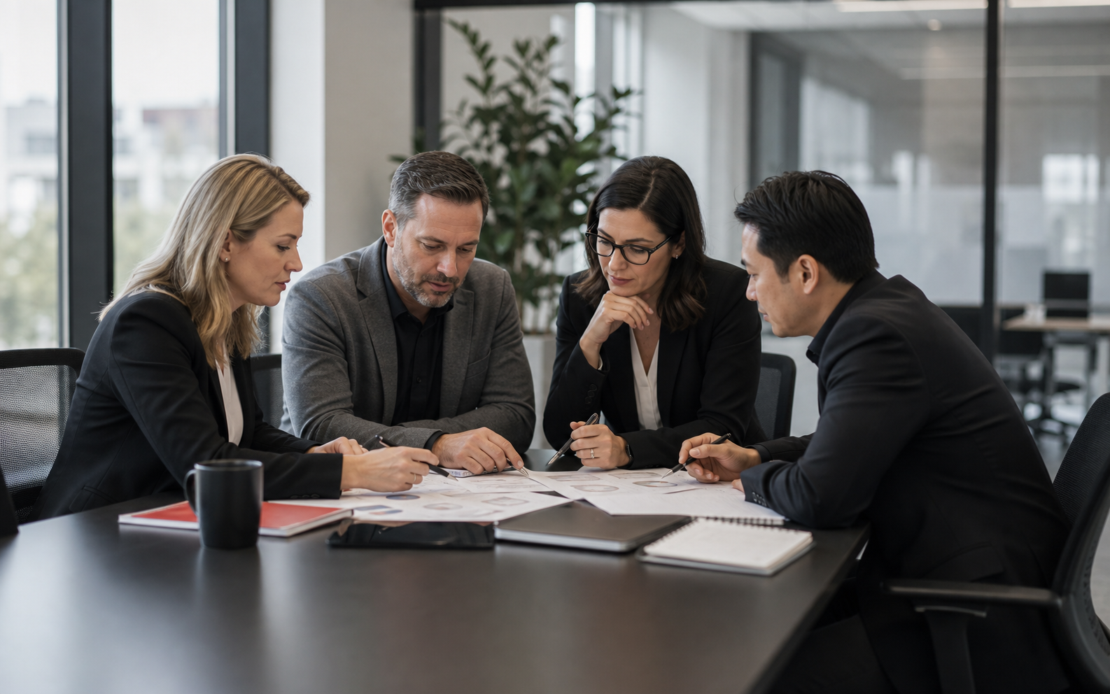 Experienced recruitment team reviewing hiring principles and candidate quality standards