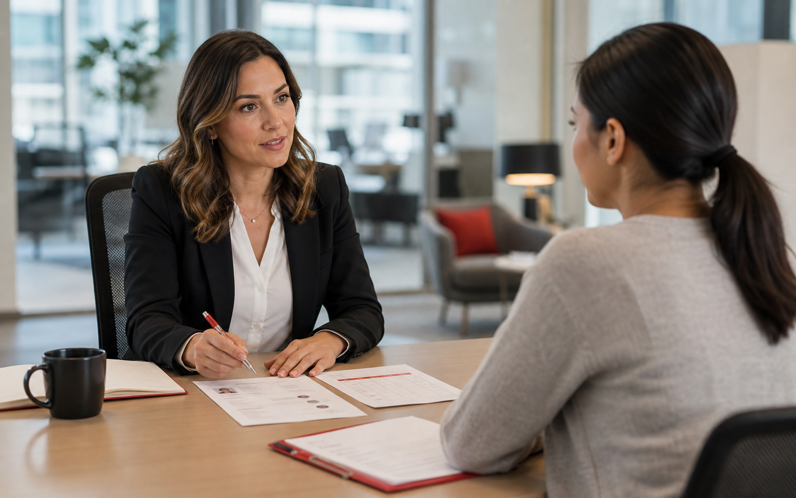 Recruiter helping a candidate review role fit, availability, and next steps